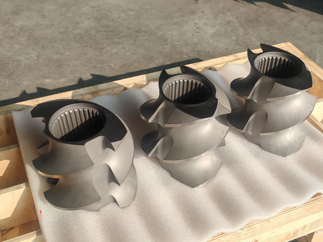 प्लास्टिक एक्सट्रूज़न लाइन पेंच तत्व 60mm-120 पेंच लंबाई 100rpm-1200 पेंच गति ट्विन पेंच एक्सट्रूडर मशीन के लिए