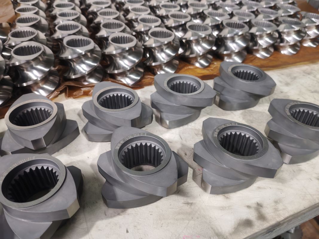 प्लास्टिक एक्सट्रूज़न लाइन पेंच तत्व 60mm-120 पेंच लंबाई 100rpm-1200 पेंच गति ट्विन पेंच एक्सट्रूडर मशीन के लिए