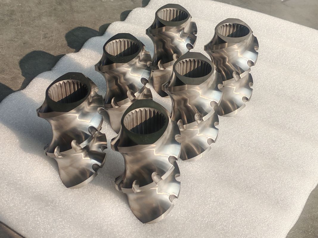 प्लास्टिक एक्सट्रूज़न लाइन पेंच तत्व 60mm-120 पेंच लंबाई 100rpm-1200 पेंच गति ट्विन पेंच एक्सट्रूडर मशीन के लिए