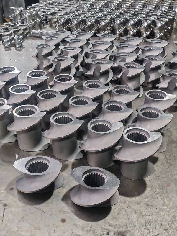 प्लास्टिक एक्सट्रूज़न लाइन पेंच तत्व 60mm-120 पेंच लंबाई 100rpm-1200 पेंच गति ट्विन पेंच एक्सट्रूडर मशीन के लिए