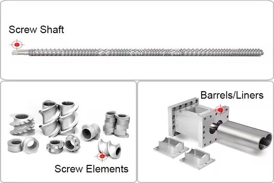 अनुकूलित विनिर्देशों के साथ समानांतर जुड़वां पेंच extruder के 38CrMoAlA पेंच तत्व