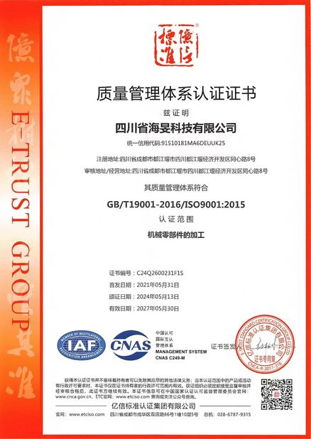 चीन Sichuan Haimin Technology Co., Ltd प्रमाणपत्र